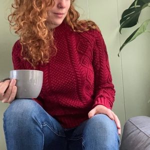 LL Bean Cotton Cable Knit Fisherman’s Sweater